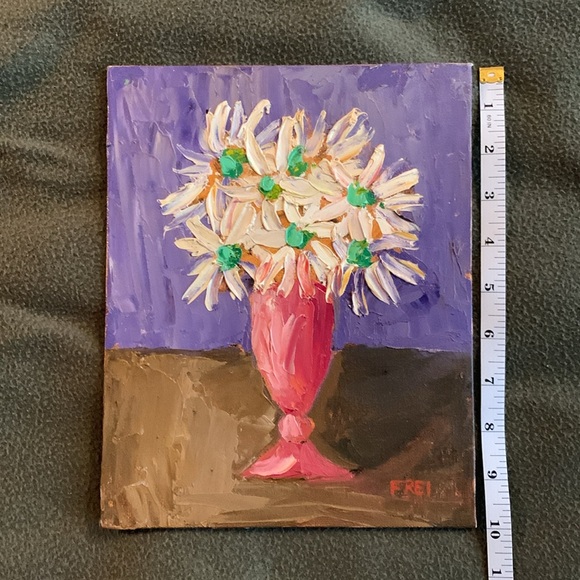 Amanda Frei “April Daisies” oil on canvas painting. Size 8” x 10” - Picture 2 of 6